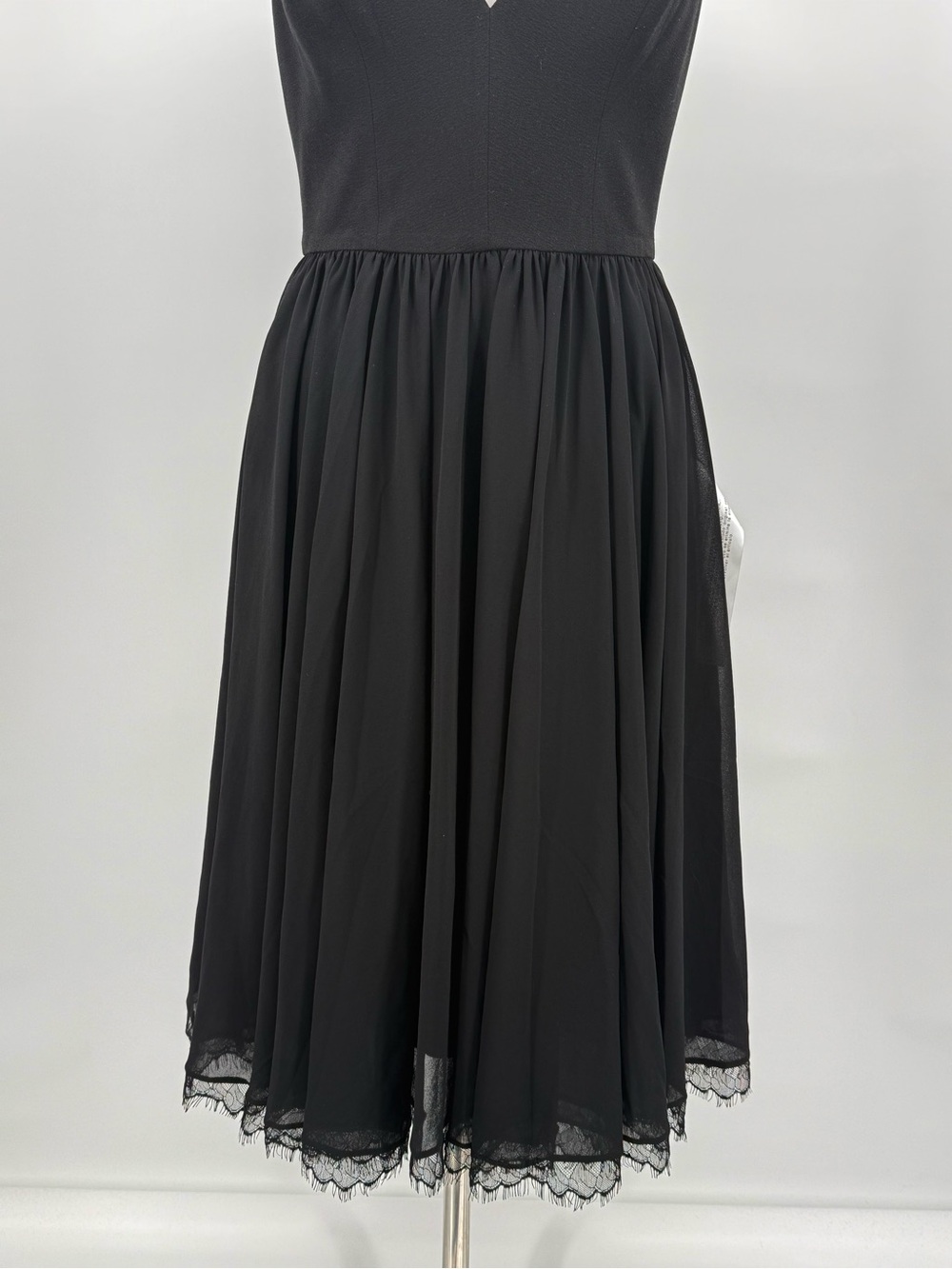 Dress the Population Alicia Dress Lace Black Plunge Cocktail Party Midi Medium - Picture 5 of 15